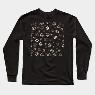 Doodle paw print brown colored Long Sleeve T-Shirt